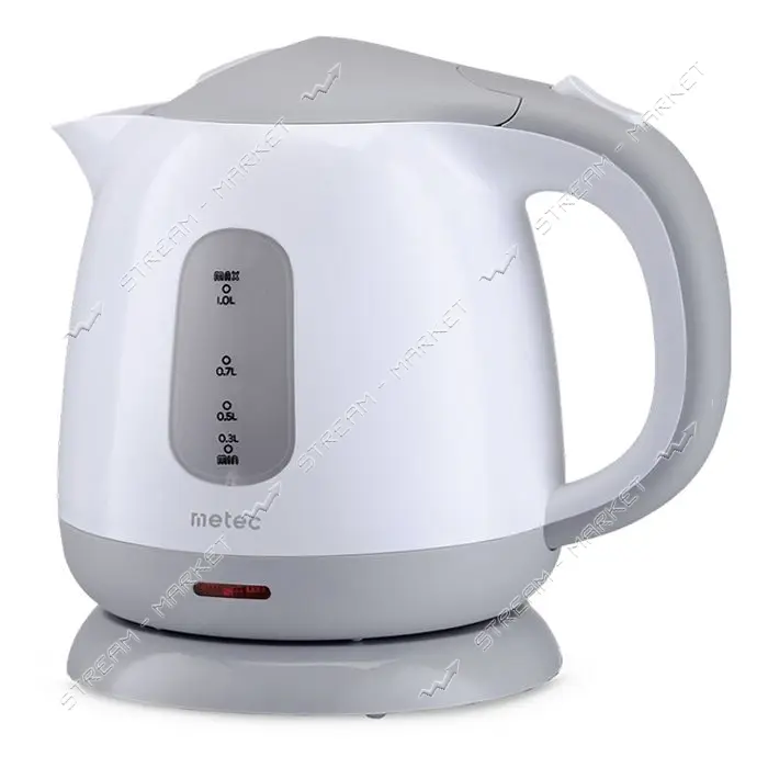 Электрочайник Metec EK-01PWG 900-1100Вт 1л пластик бело-серый