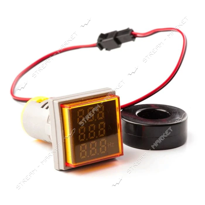 Светодиодный индикатор 3 в 1 AD22-DVAHM АC 50-500В 0-100А 0-99Hz желтый