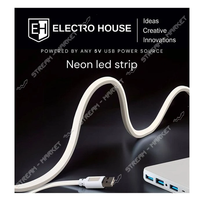 Неоновая светодиодная лента Electro house 10вт 5V 6х12мм SMD2835 96 диодов 4000К нейтральный белый