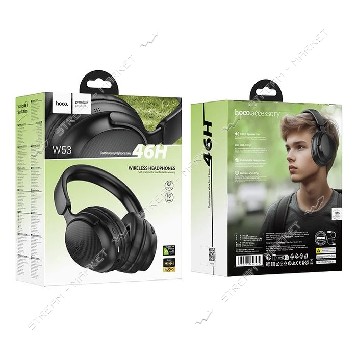HOCO Bluetooth Навушники W53 Tone BT headphones, колір чорний