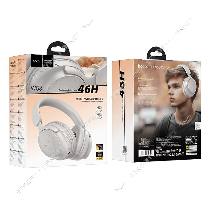HOCO Bluetooth Навушники W53 Tone BT headphones, колір сірий