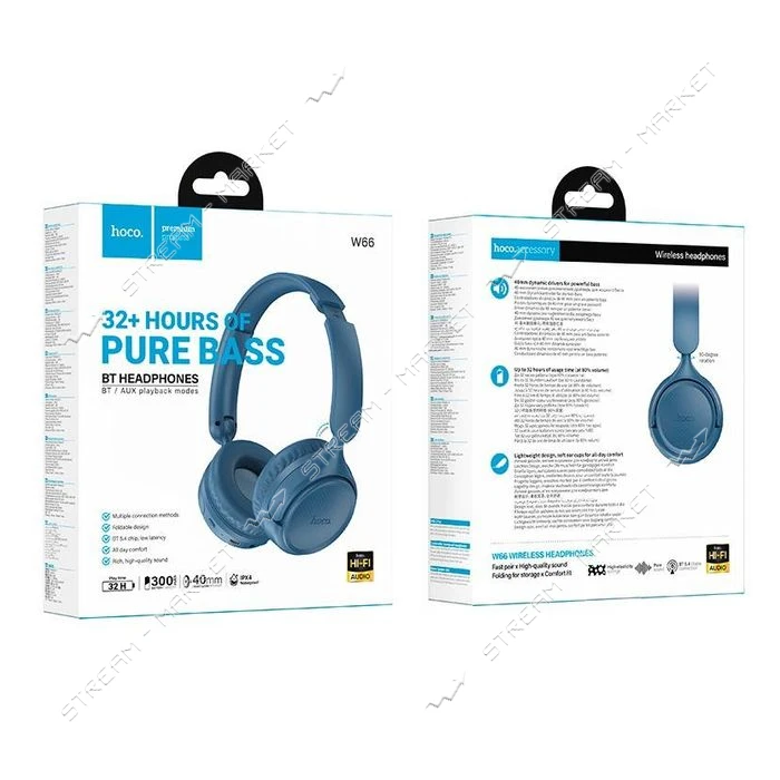 HOCO Bluetooth Навушники W66 Wave BT headphones, колір синій