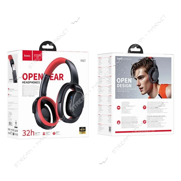 HOCO Bluetooth Навушники W67 Rhyme open BT headphones, колір чорний