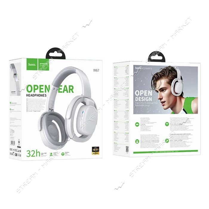 HOCO Bluetooth Навушники W67 Rhyme open BT headphones, колір сірий