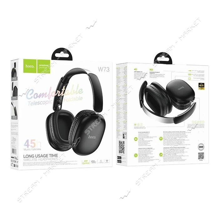 HOCO Bluetooth Навушники W73 Graceful BT headphones(App), колір чорний