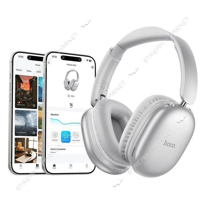 HOCO Bluetooth Навушники W73 Graceful BT headphones(App), колір світло-сірий                        