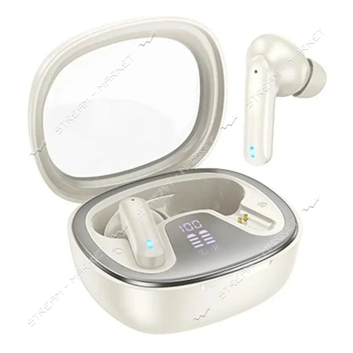 Bluetooth Навушники HOCO EQ6 Shadow true wireless BT headset молочний