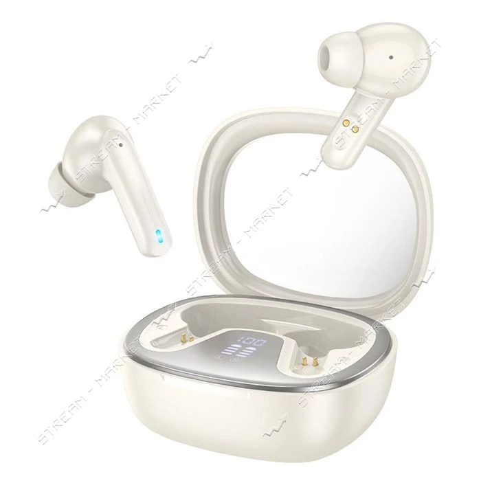 Bluetooth Навушники HOCO EQ6 Shadow true wireless BT headset молочний