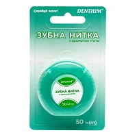 Зубна нитка DENTIUM з ароматом м'яти 50м зелена                                                     
