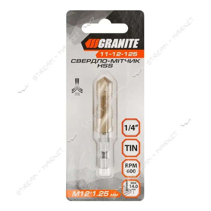 Сверло-метчик Granite 11-12-125 M12х1.25 мм DIN338                                                  