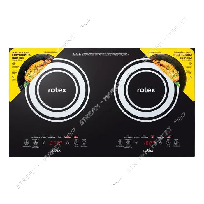 Электроплита Rotex RIO250-G Duo 2800Вт 2 конфорки индукционная                                      