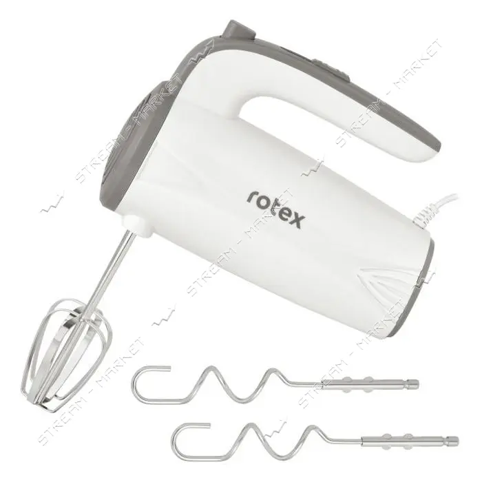 Миксер Rotex RHM190-W 200Вт 5 скоростей корпус-пластик плюс насадки для теста
