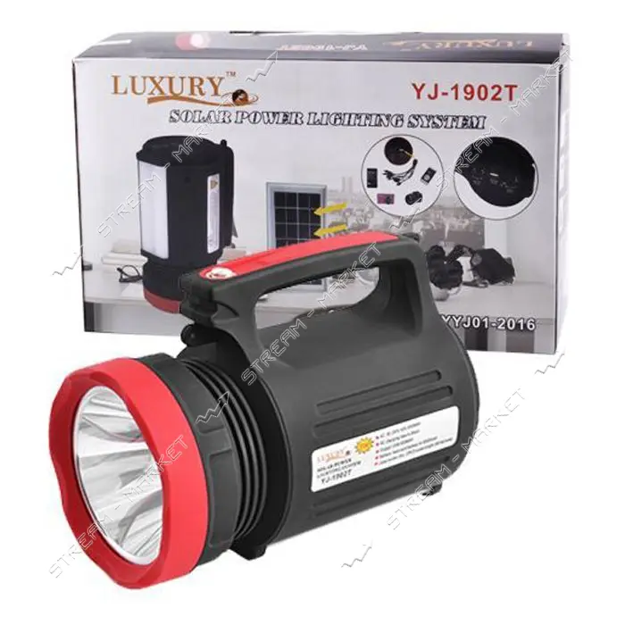 Фонарь переносной Luxury 1902T 5W 22SMD 2 LED 3W солнечная батарея ЗУ 220V встроенный аккумулятор