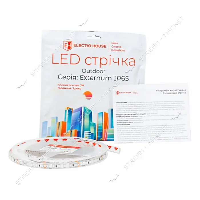 LED лента Electro House EH-STR5IP 14Вт 24В 180 диодов 105Лм/Вт 4500К Externum IP65 нейтральный белый