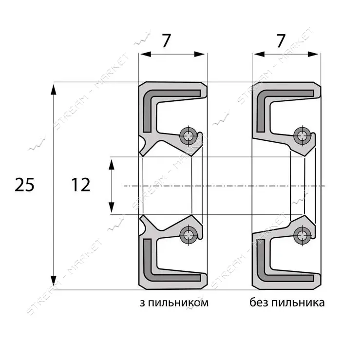 Сальник ARS 12-25-7 TC NBR                                                                          