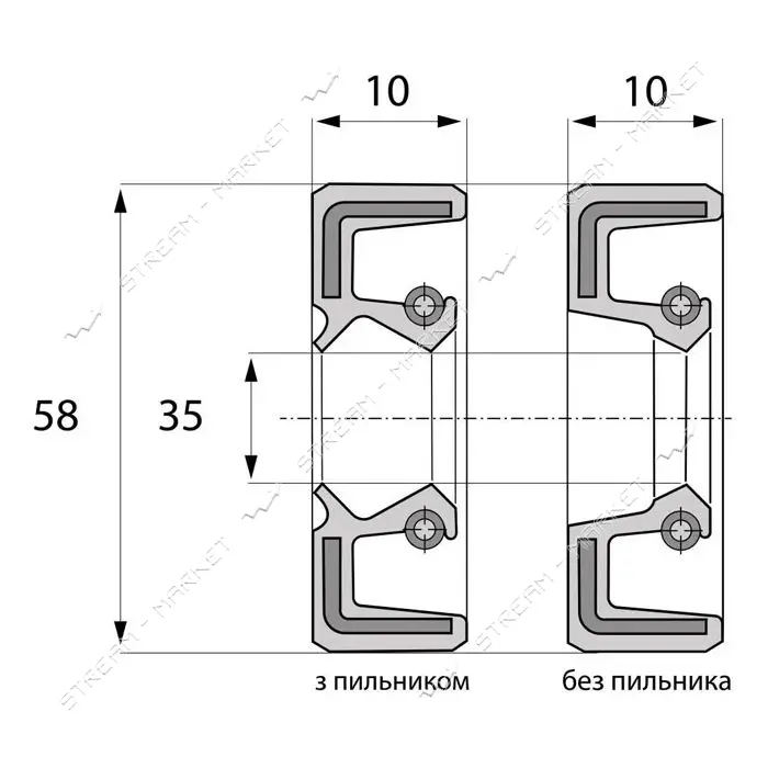 Сальник ARS 35-58-10 TC NBR                                                                         