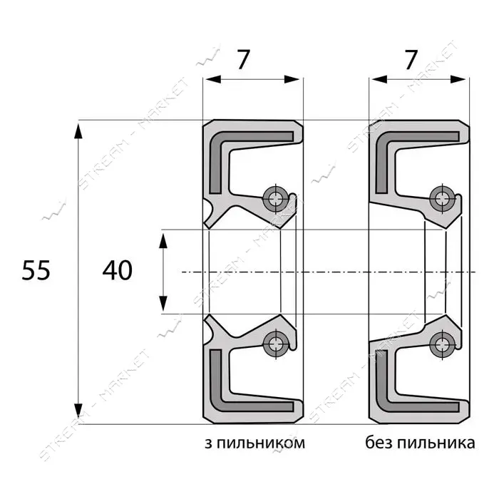 Сальник ARS 40-55-7 TC NBR