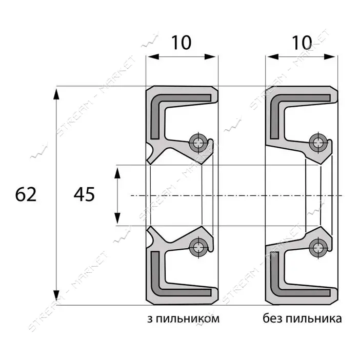 Сальник ARS 45-62-10 TC NBR                                                                         