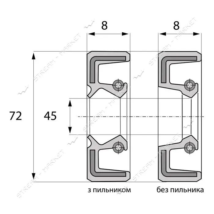 Сальник ARS 45-72-8 TC NBR                                                                          