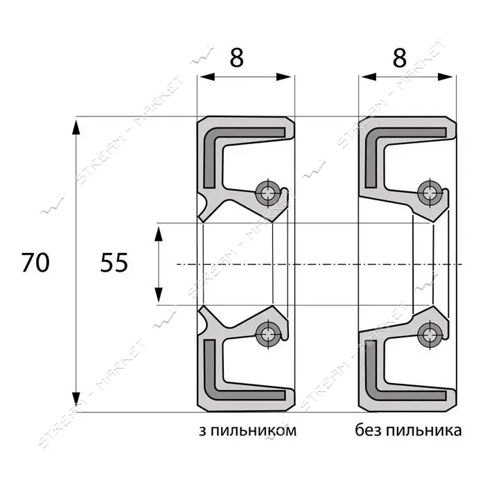 Сальник ARS 55-70-8 TC NBR                                                                          