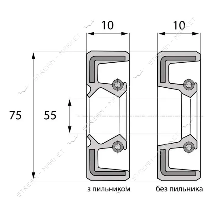 Сальник ARS 55-75-10 TC NBR