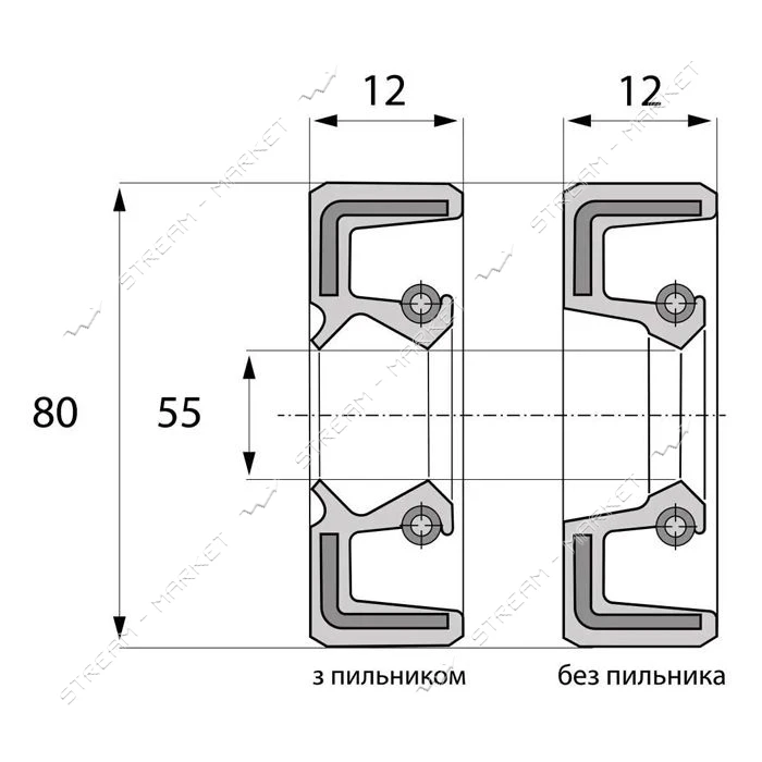 Сальник ARS 55-80-12 TC NBR                                                                         