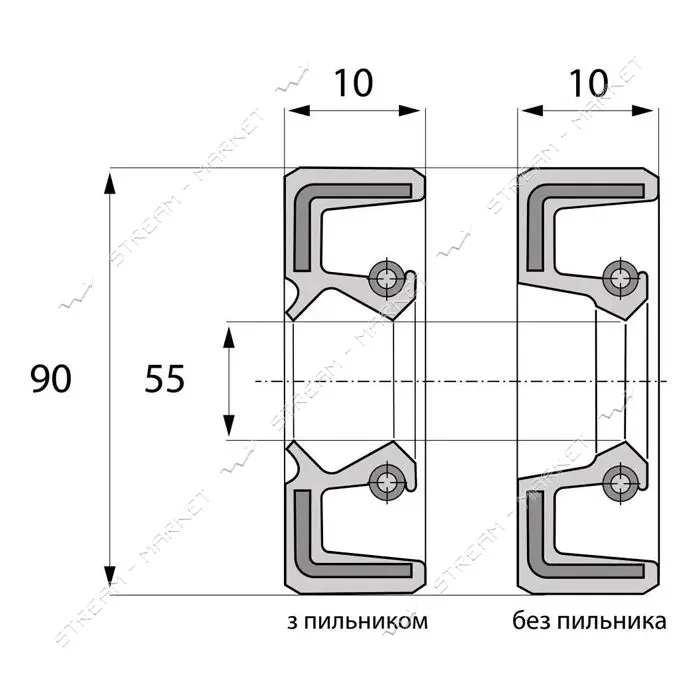 Сальник ARS 55-90-10 TC NBR