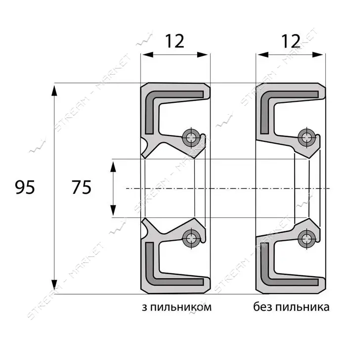 Сальник ARS 75-95-12 TC NBR