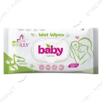 Влажные салфетки Biolly для детей пластиковый клапан 120шт                                          