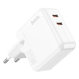 Сетевое зарядное устройство Hoco C110A Lucky dual-port PD35W2C charger EU белое