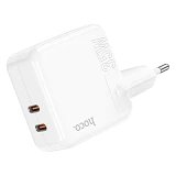 Сетевое зарядное устройство Hoco C110A Lucky dual-port PD35W2C charger EU белое