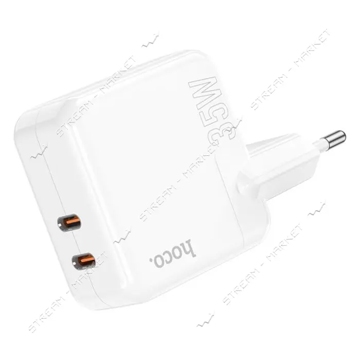 Сетевое зарядное устройство Hoco C110A Lucky dual-port PD35W2C charger EU белое