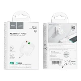 Сетевое зарядное устройство Hoco C111A Lucky dual-port PD30W плюс QC3.0 charger set C to iP белое   