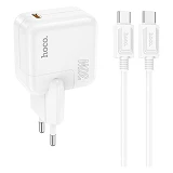 Сетевое зарядное устройство Hoco C112A Advantage single port PD30W Type-C to Type-C белое