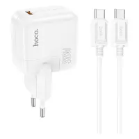 Сетевое зарядное устройство Hoco C112A Advantage single port PD30W Type-C to Type-C белое