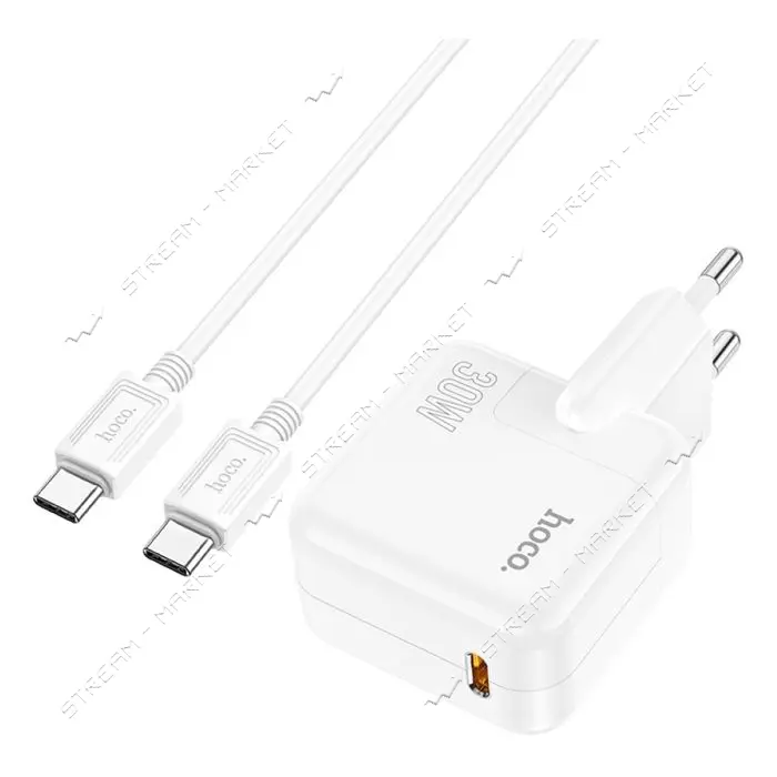 Сетевое зарядное устройство Hoco C112A Advantage single port PD30W Type-C to Type-C белое