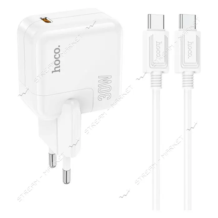 Сетевое зарядное устройство Hoco C112A Advantage single port PD30W Type-C to Type-C белое