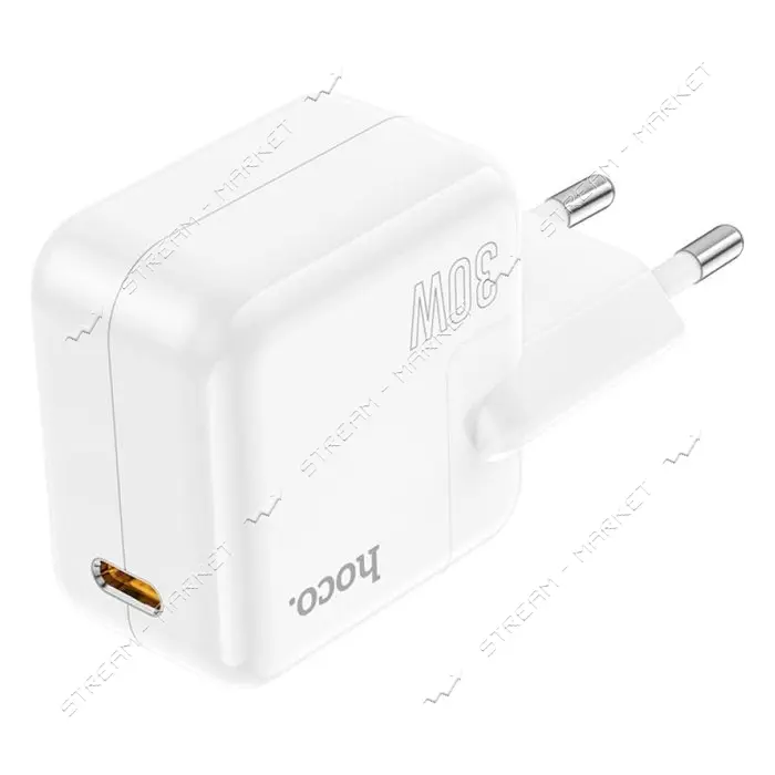Сетевое зарядное устройство Hoco C112A Advantage single port type C PD30W charger EU белое