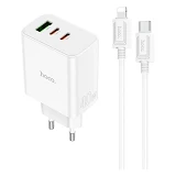 Сетевое зарядное устройство Hoco C126A Pure power PD40W three-port 2C1A C to iP белое
