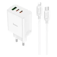 Сетевое зарядное устройство Hoco C126A Pure power PD40W three-port 2C1A C to iP белое