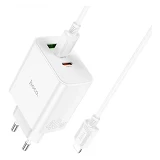 Сетевое зарядное устройство Hoco C126A Pure power PD40W three-port 2C1A C to iP белое