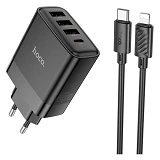 Сетевое зарядное устройство Hoco C127A Intelligent four-port PD45W 1C3A TypeC to iP черное