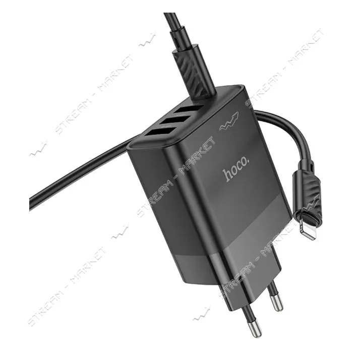 Сетевое зарядное устройство Hoco C127A Intelligent four-port PD45W 1C3A TypeC to iP черное
