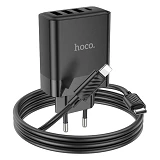 Сетевое зарядное устройство Hoco C127A Intelligent four-port PD45W 1C3A TypeC to iP черное