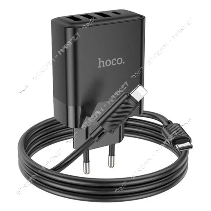 Сетевое зарядное устройство Hoco C127A Intelligent four-port PD45W 1C3A Type-CtoType-C черное