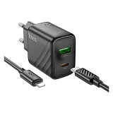 Сетевое зарядное устройство Hoco CS23A Sunlight dual-port PD30W плюс QC3.0 C to iP черное           