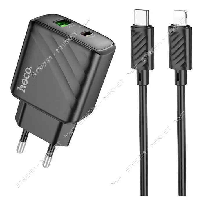 Сетевое зарядное устройство Hoco CS23A Sunlight dual-port PD30W плюс QC3.0 C to iP черное           