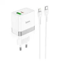 Сетевое зарядное устройство Hoco N21 Extension speed PD30W плюс QC3.0 Type-C to Lightning белое