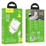 Сетевое зарядное устройство Hoco N21 Extension speed PD30W и QC3.0 Type-C to Type-C белое