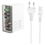 Сетевое зарядное устройство Hoco N36 Fuerza six-port PD65W 3C3A charger EU белое